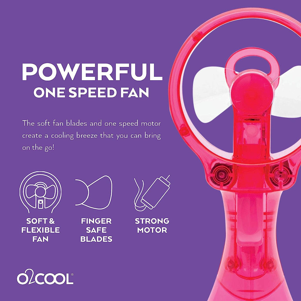 O2COOL Deluxe Handheld Battery Powered Water Misting Fan (Raspberry)