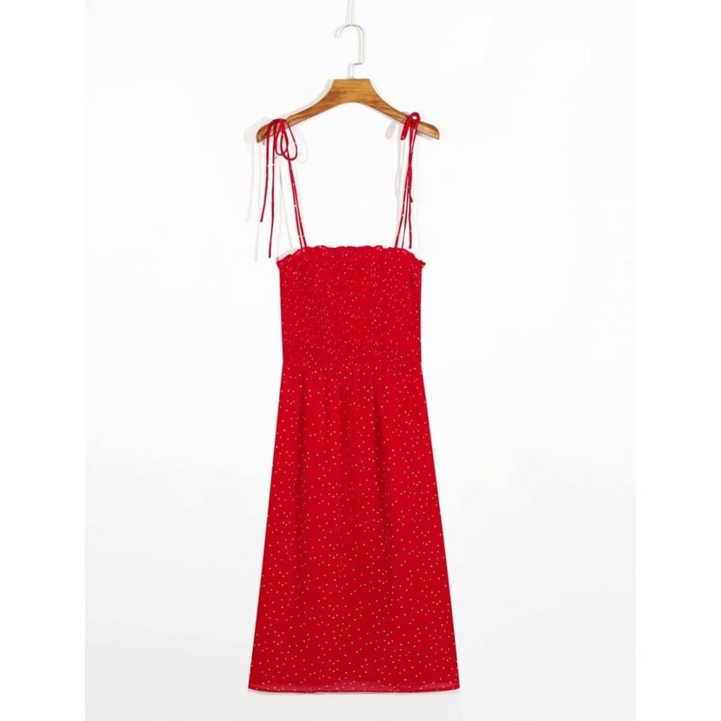 elegant spaghetti strap midi dress