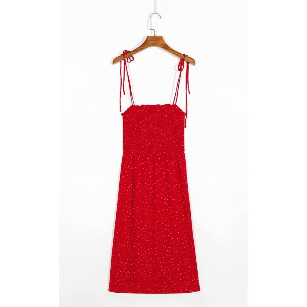 elegant spaghetti strap midi dress