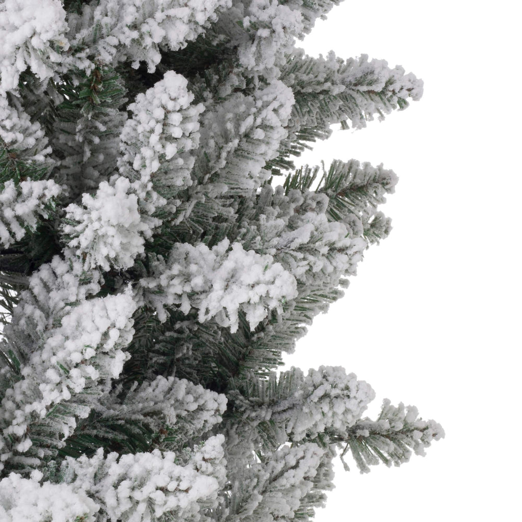 Glitzhome 11ft Pre-Lit Flocked Slim Pine Artificial Christmas Tree with 950 Warm White Lights