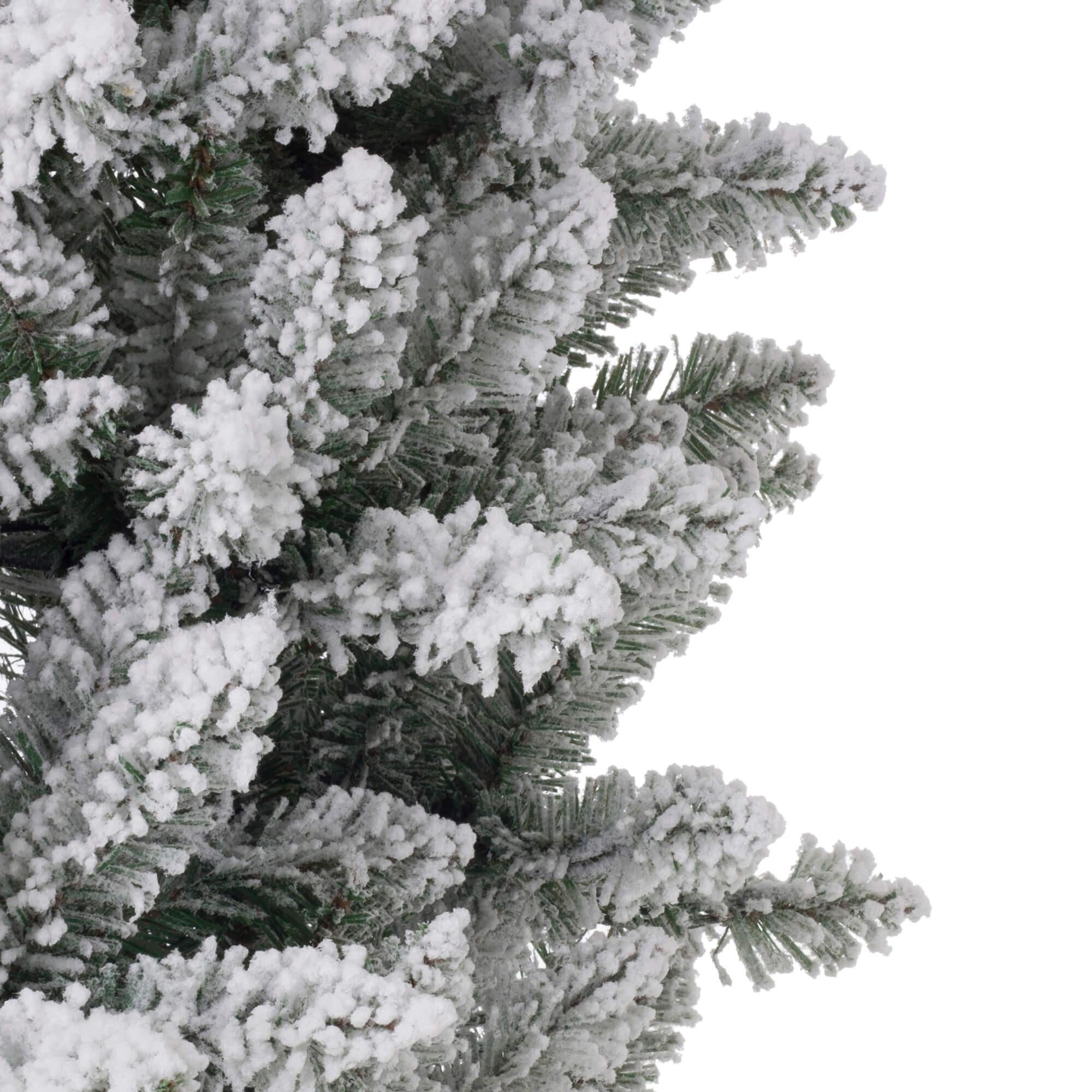 Glitzhome 11ft Pre-Lit Flocked Slim Pine Artificial Christmas Tree with 950 Warm White Lights