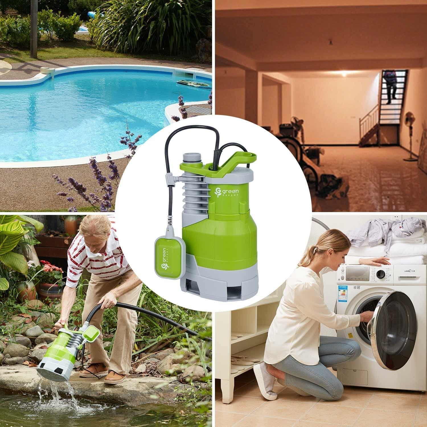 Green  1.5HP Sump Pump Submersible High Flow 5000GPH for ly Clean Dirty Water Removal from Basement Sump Pit Pools Hot Tub Spas Garden Pond 203631
