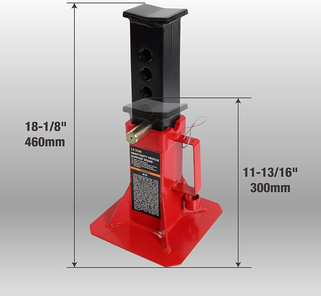BIG RED ATZ120005R Torin Heavy Duty Pin Type Professional Car Jack Stand with Lock, 12 Ton (26,400 lb) Capacity, Red, 1 Pair