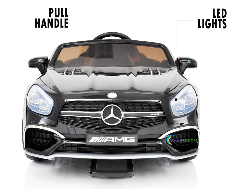 12V Mercedes AMG SL65 Ride on Car Power Electric ONE SEATER Toy for ONE Kid with Remote Control, MP4 Touch Screen, Leather Seat, LED Lights, Color: Black