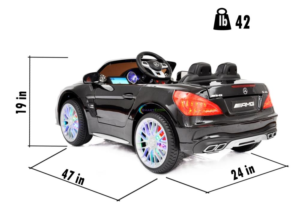 12V Mercedes AMG SL65 Ride on Car Power Electric ONE SEATER Toy for ONE Kid with Remote Control, MP4 Touch Screen, Leather Seat, LED Lights, Color: Black