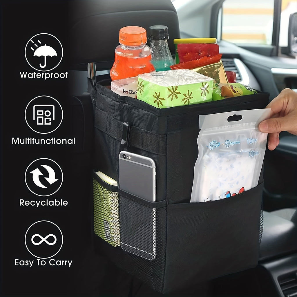 Keep Your Car Clean &amp; Organized - ZukMi Car Trash Can With Lid &amp; StoraPockets!