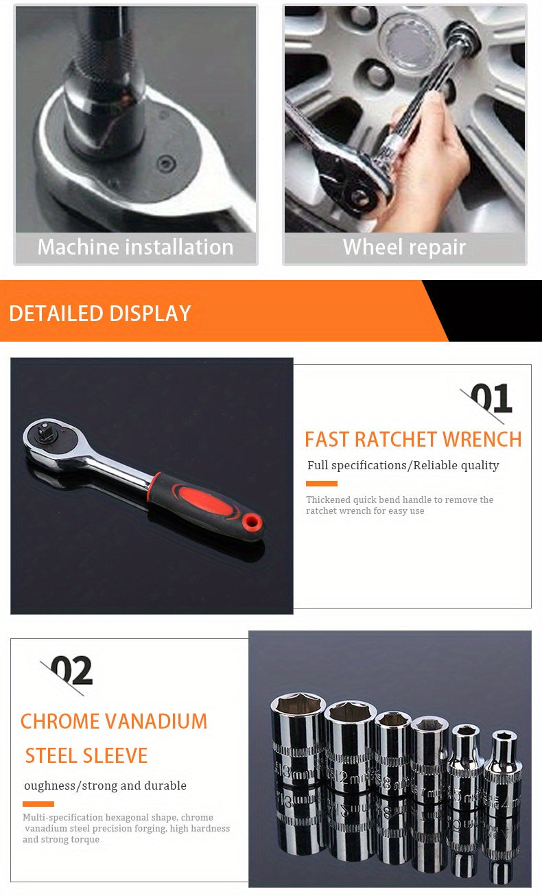 53 Piece Set Of Car Repair Kit Tools, Car Repair Machine Repair  Ratchet Wrench, And Car Repair Tools