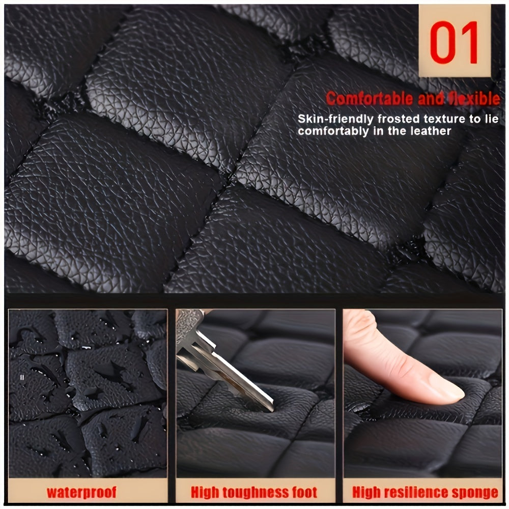 5-Piece Universal Waterproof Car Floor Mats - Perfect For Front &amp; Rear Vehicles - Faux Leather Car Carpet Accessories