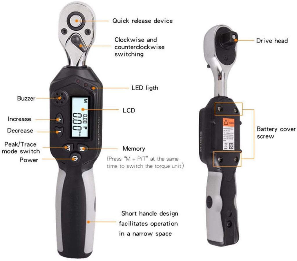 1/2 inch Digital Torque Wrench Mini Professional Electronic Short Handle Torque Wrenches Repair-Tools-Kit-Set-Tool Bike-Repair Hand-Tools (尺寸 Size : WR3-30AN)