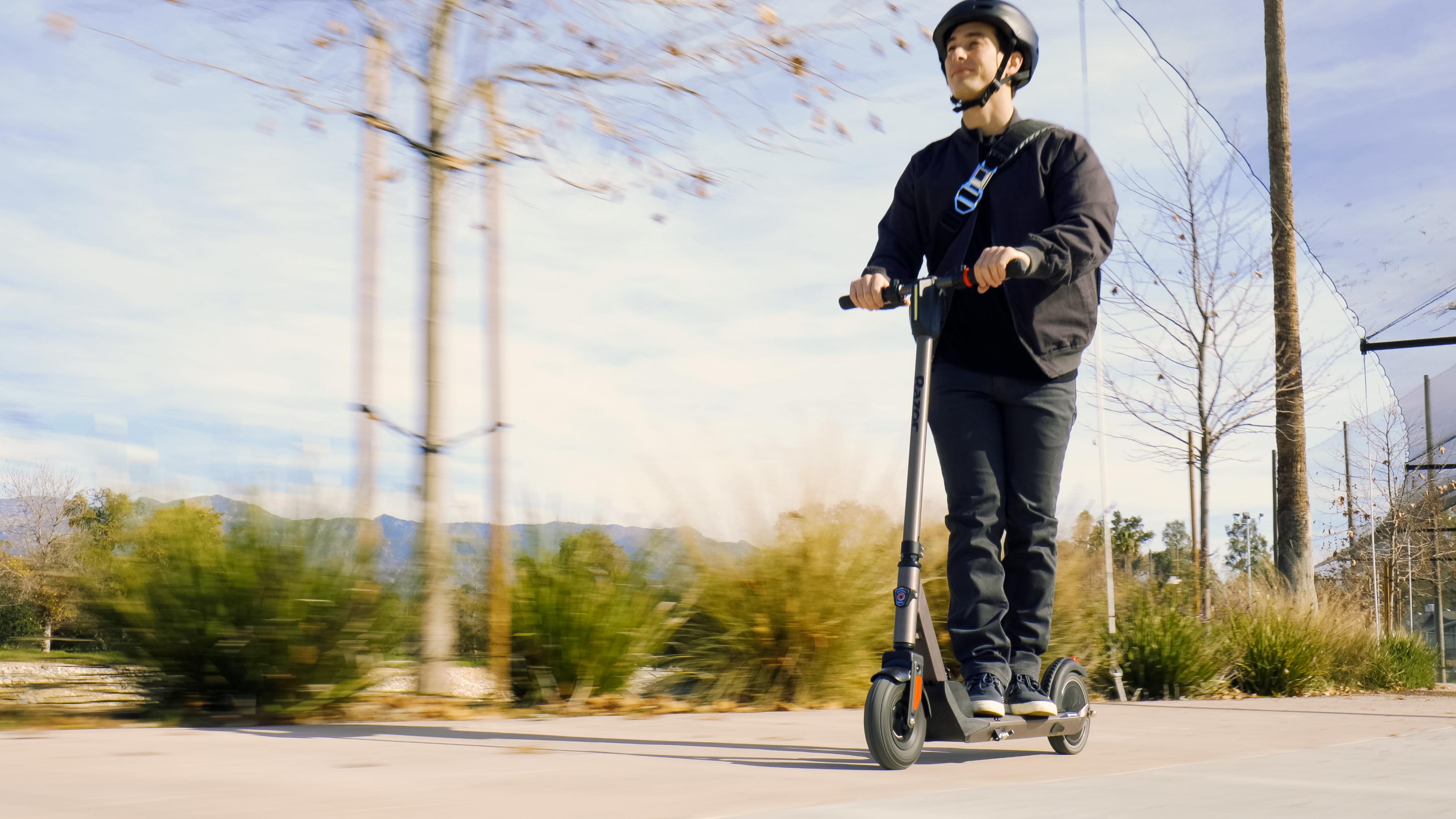 E Prime III Folding Electric Scooter –18 mph, 15 Mile Range, 8" Pneumatic Front Tire, Rear-Wheel Drive, Dual BraSystem, Lockable, Portable &amp; Extremely Lightweight, for Travel or Commuting
