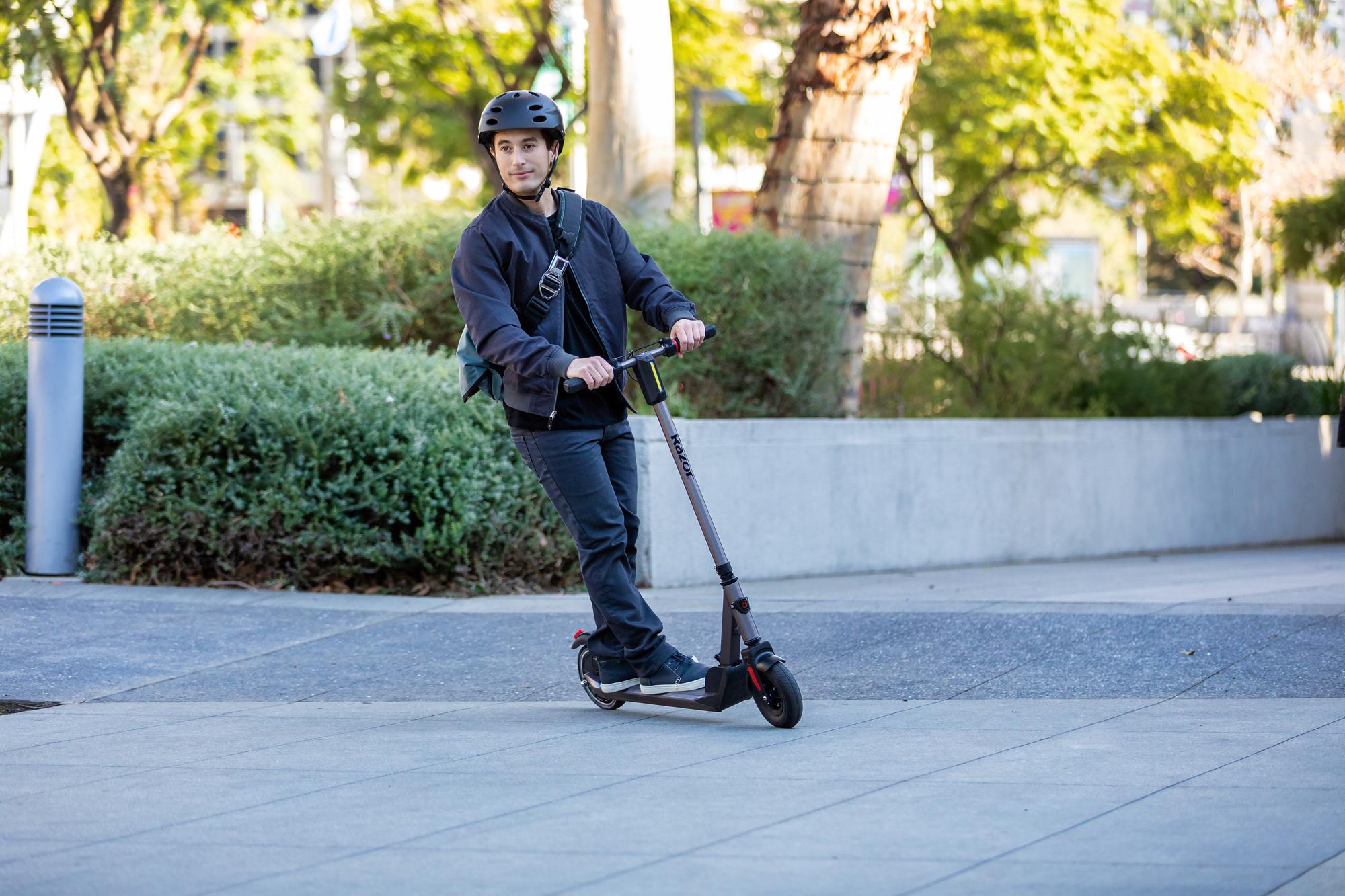 E Prime III Folding Electric Scooter –18 mph, 15 Mile Range, 8" Pneumatic Front Tire, Rear-Wheel Drive, Dual BraSystem, Lockable, Portable &amp; Extremely Lightweight, for Travel or Commuting