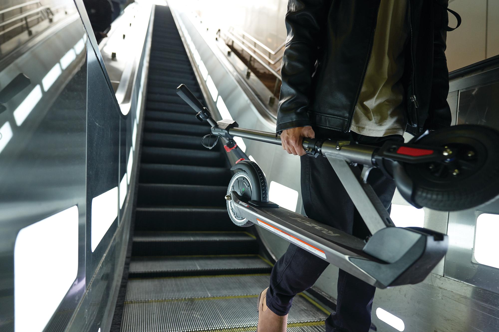 E Prime III Folding Electric Scooter –18 mph, 15 Mile Range, 8" Pneumatic Front Tire, Rear-Wheel Drive, Dual BraSystem, Lockable, Portable &amp; Extremely Lightweight, for Travel or Commuting