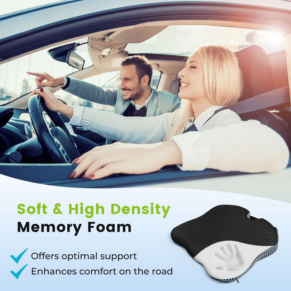 Dreamer Car Wedge Seat Cushion for Car Seat Driver/Passenger- Car Seat Cushions for Driving Improve Vision/Posture - Memory Foam Car Seat Cushion for Hip Pain (Mesh Cover,Black)