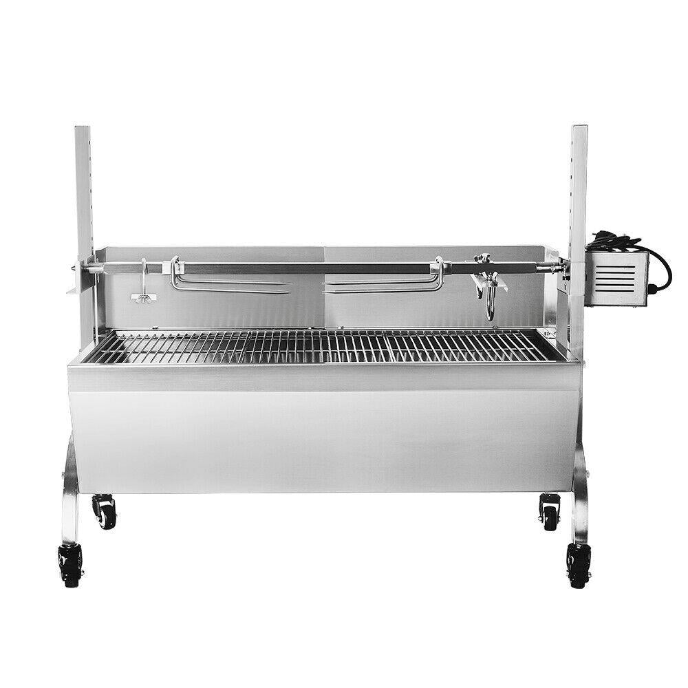 Steel Spit Roaster Rotisserie Barbecue Charcoal Grill 118CM Large