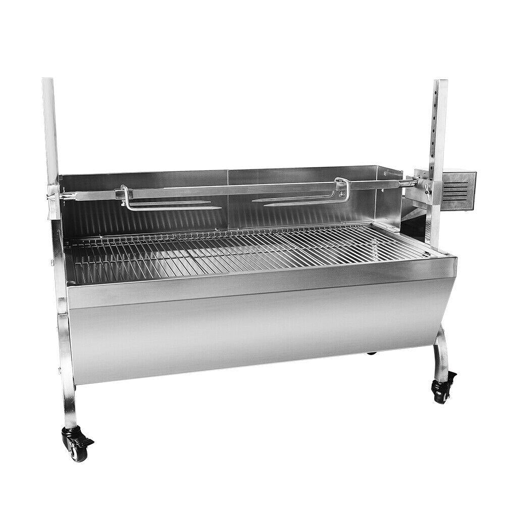 Steel Spit Roaster Rotisserie Barbecue Charcoal Grill 118CM Large