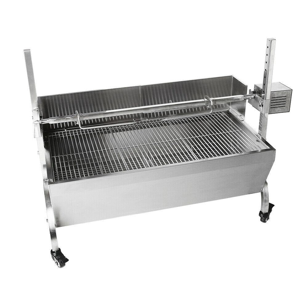 Steel Spit Roaster Rotisserie Barbecue Charcoal Grill 118CM Large