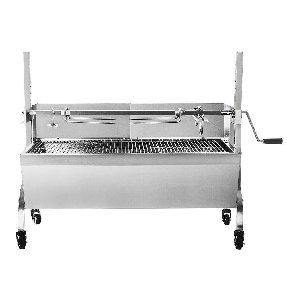 Steel Spit Roaster Rotisserie Barbecue Charcoal Grill 118CM Large