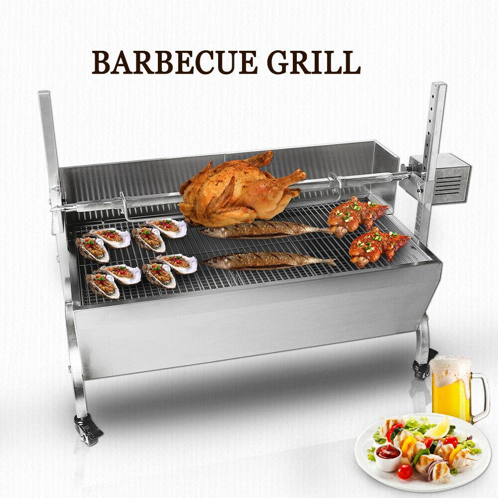 Steel Spit Roaster Rotisserie Barbecue Charcoal Grill 118CM Large
