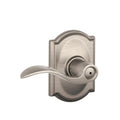 Accent Satin Nickel Privacy Bed/Bath Door Lever with Camelot Trim