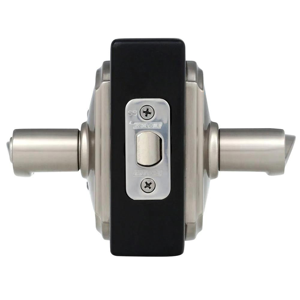 Accent Satin Nickel Privacy Bed/Bath Door Lever with Camelot Trim