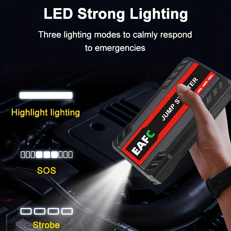 Portable Car Jump Starter Battery Power Bank Emergency Booster With LED Light 12V Auto Starting Device Support Starting 12V Gasoline Cars Up To 101.44oz