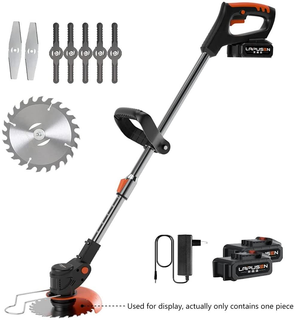 Battery-Powered Lawn Trimmer with Battery, Electric Lawn Mower, Light Battery-Powered Lawn Mower, Telescopic Handle with 21 V Lithium Battery and Charger, Electric Telescopic Handle with Mowing