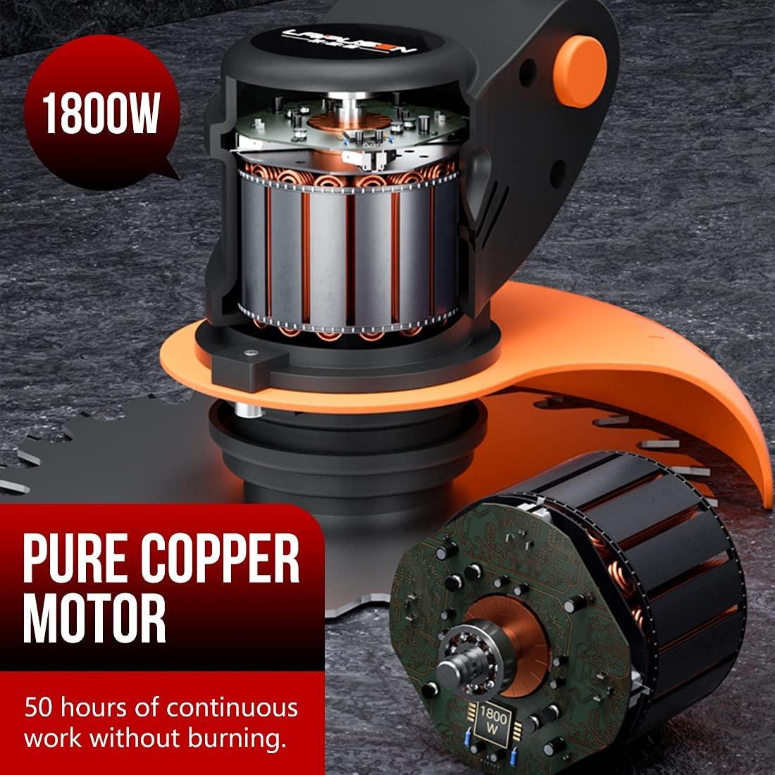 Battery-Powered Lawn Trimmer with Battery, Electric Lawn Mower, Light Battery-Powered Lawn Mower, Telescopic Handle with 21 V Lithium Battery and Charger, Electric Telescopic Handle with Mowing