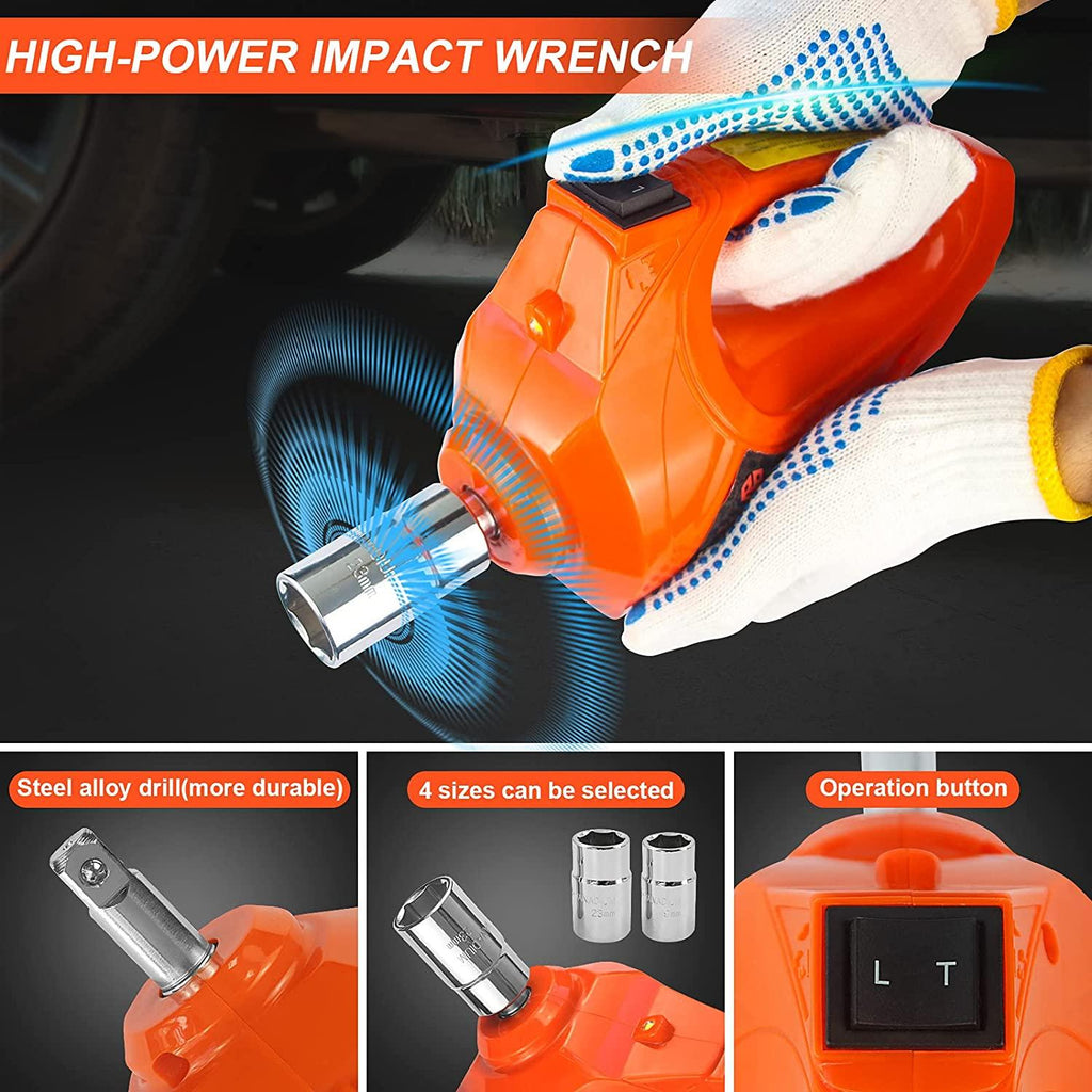 E-HEELP Electric Car Jack Kit 5Ton 12V Hydraulic Car Jack Lift with Electric Impact Wrench for SUV MPV Sedan Truck ChanTires GaraRepair