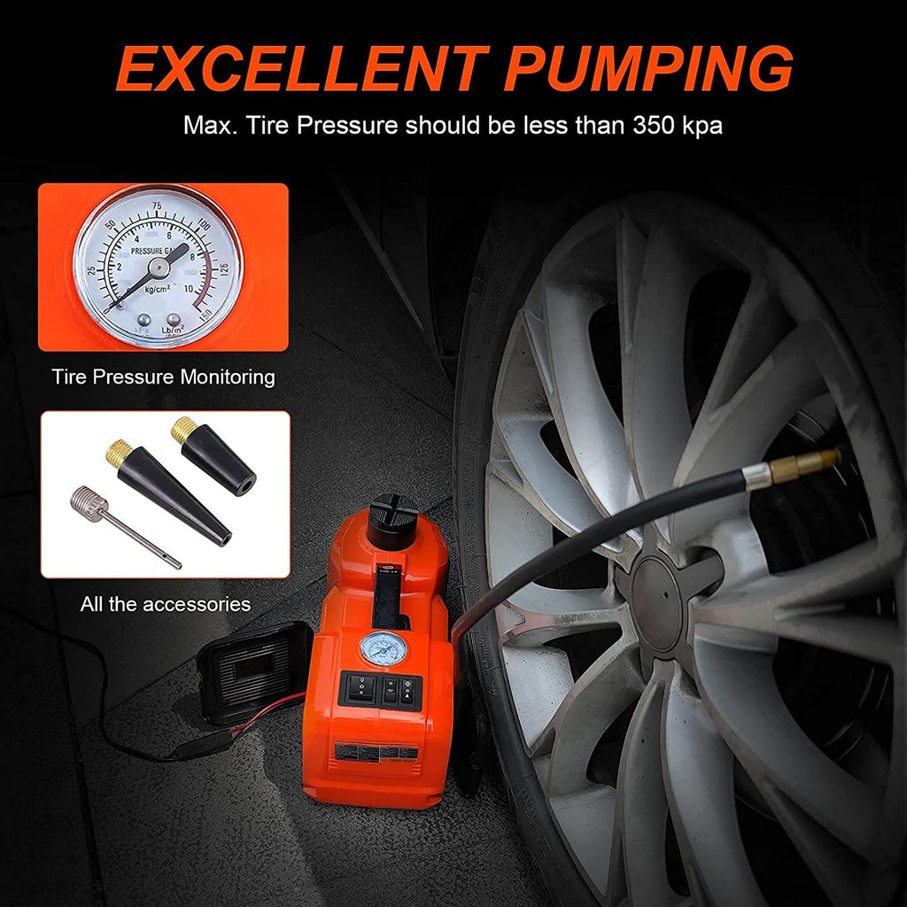 E-HEELP Electric Car Jack Kit 5Ton 12V Hydraulic Car Jack Lift with Electric Impact Wrench for SUV MPV Sedan Truck ChanTires GaraRepair