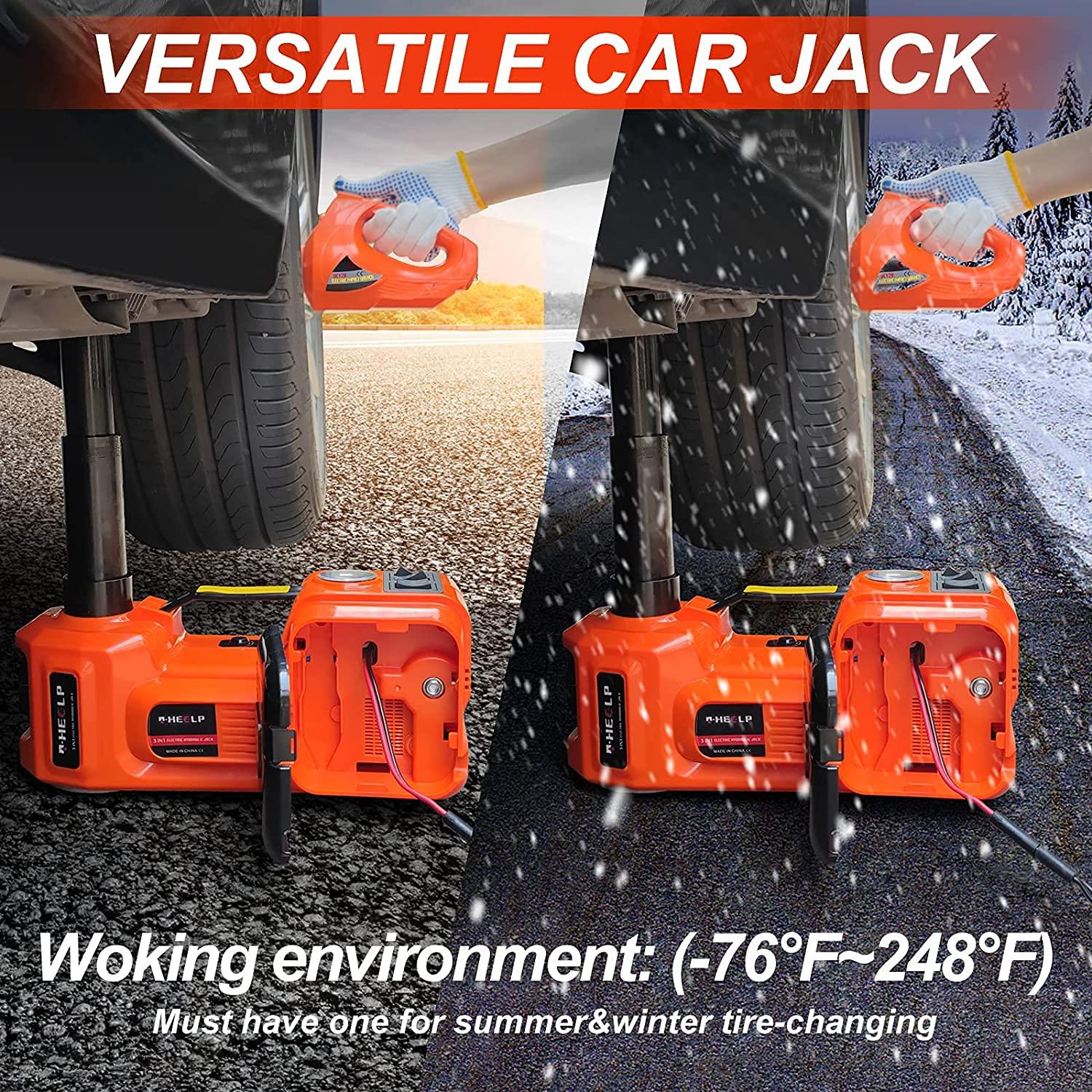 E-HEELP Electric Car Jack Kit 5Ton 12V Hydraulic Car Jack Lift with Electric Impact Wrench for SUV MPV Sedan Truck ChanTires GaraRepair