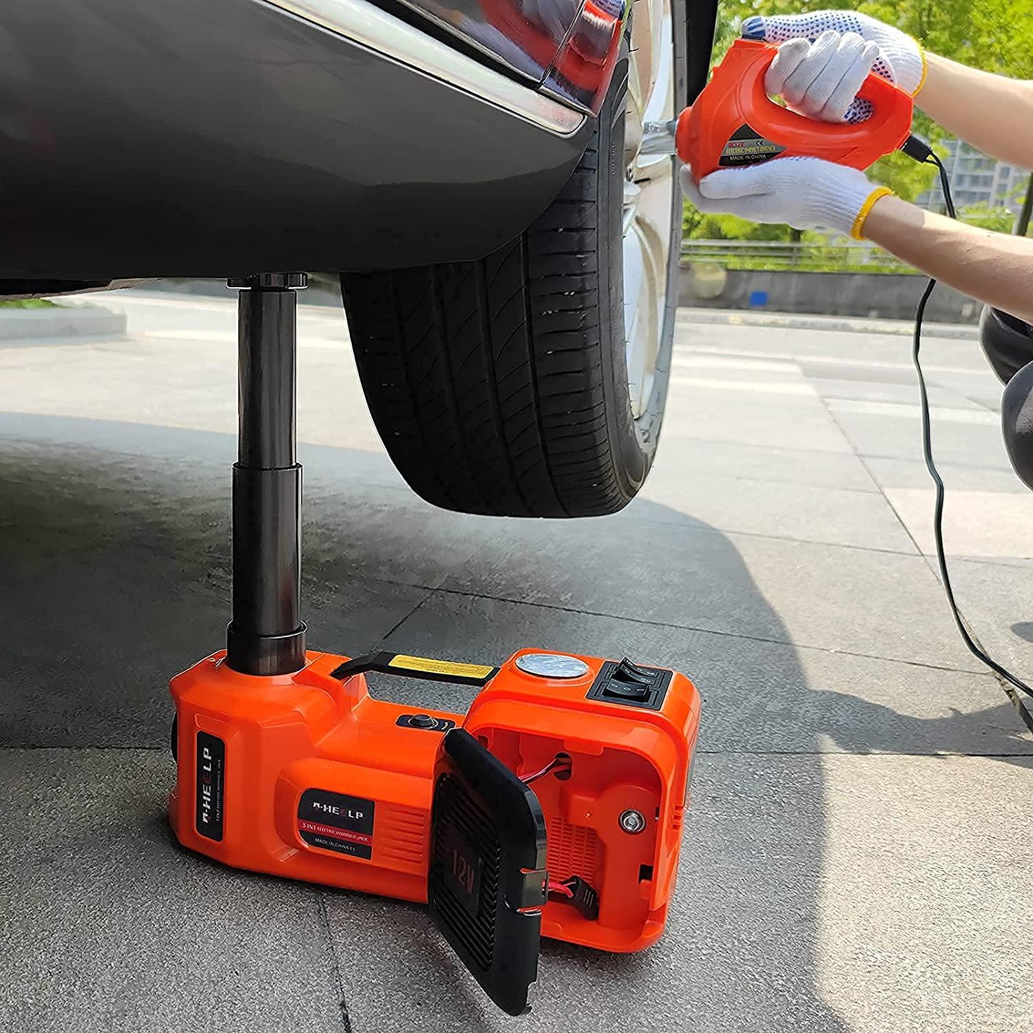 E-HEELP Electric Car Jack Kit 5Ton 12V Hydraulic Car Jack Lift with Electric Impact Wrench for SUV MPV Sedan Truck ChanTires GaraRepair