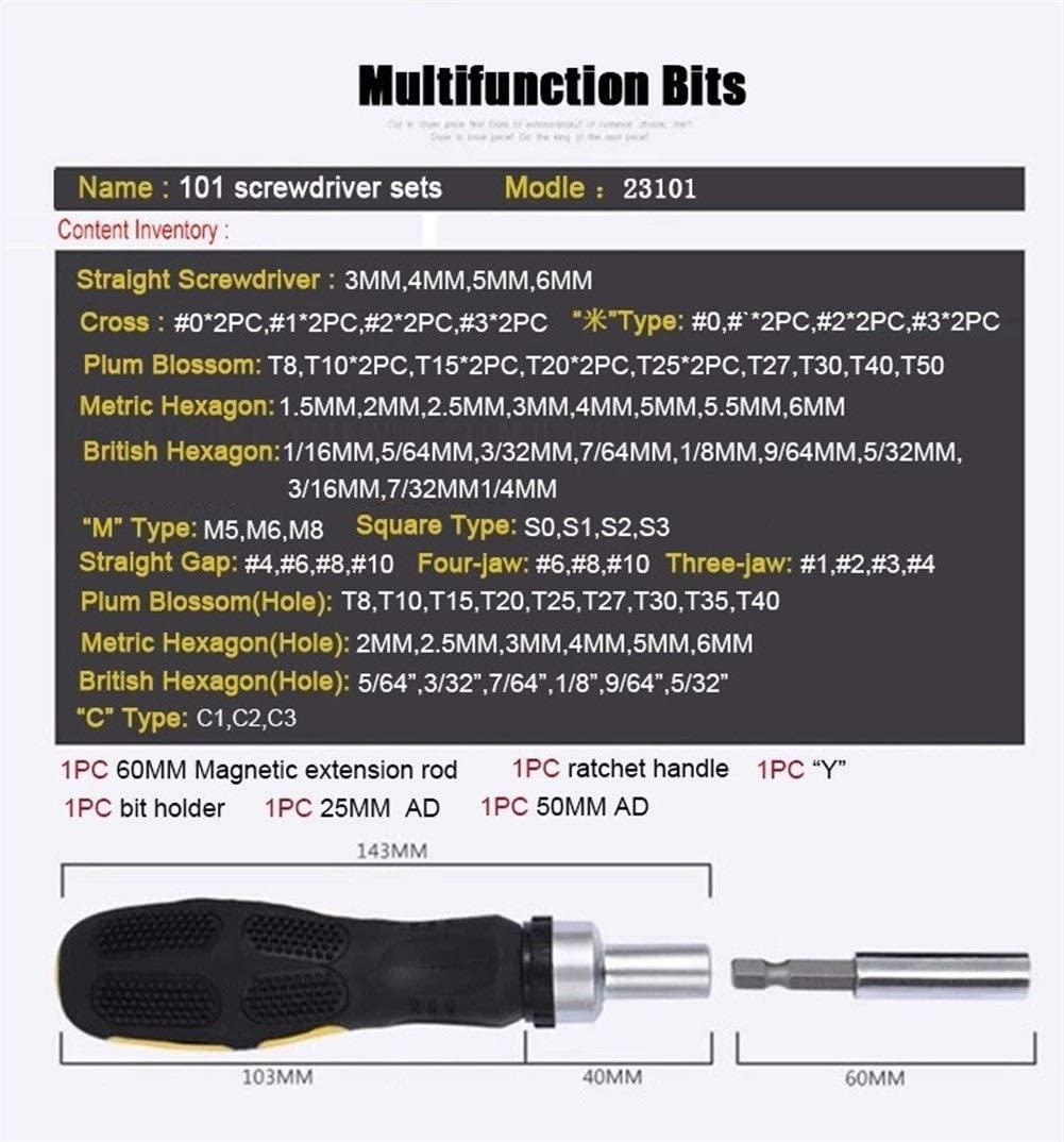 Peixiang Sturdy Wrench Screwdriver Set 101 in 1 Multifunction Household Essential Tools Kit Home Appliances Car Repair Maintenance DIY Hand Tool Repair Tools Safety