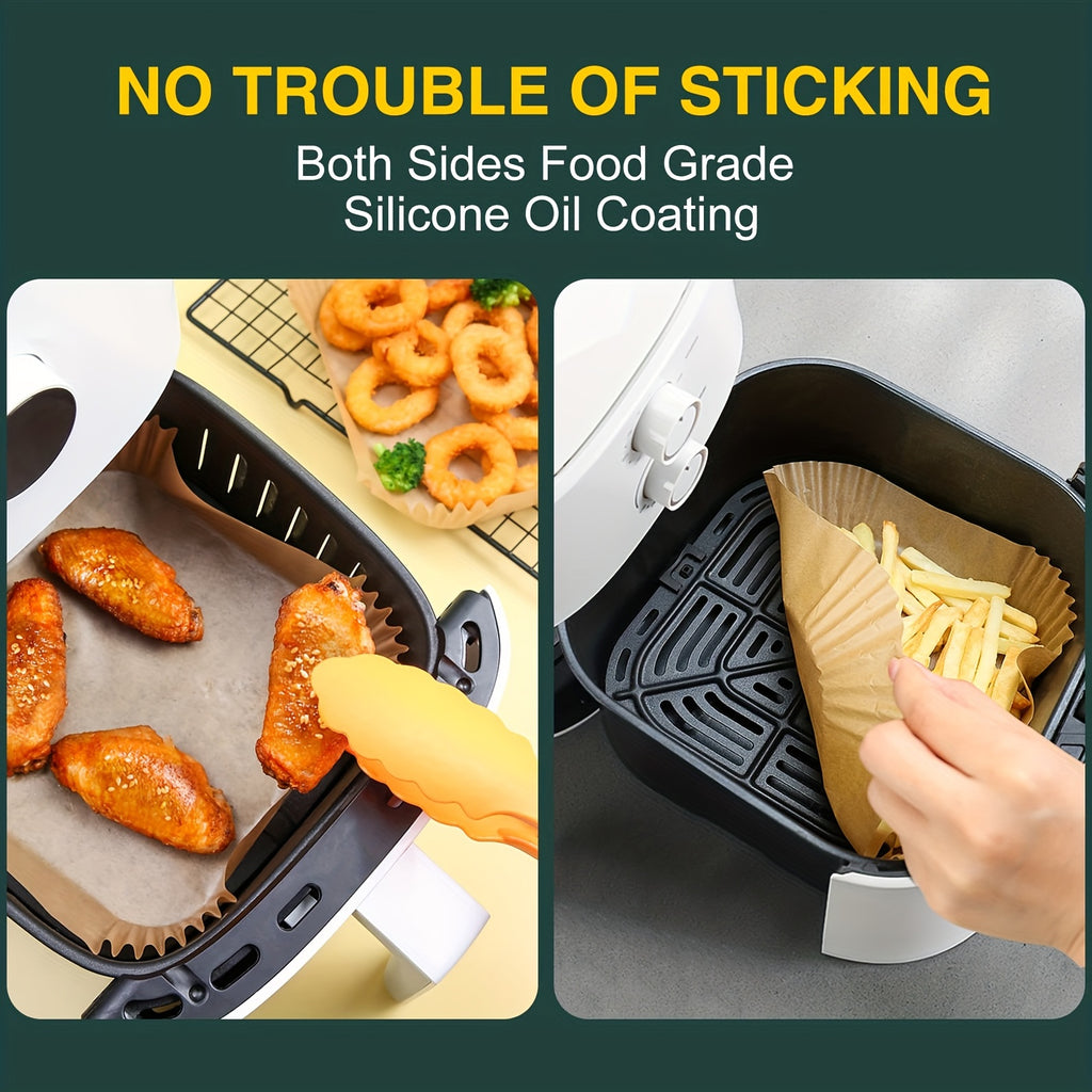 50pcs/100pcs/200pcs Air Fryer Disposable Paper Liners Square, Kitchen Accessories,Non-Stick Parchment Paper, Air Fryer Accessories, Oil Proof &amp; Water Proof, Paper Liner For BaRoasting Microwave Oven