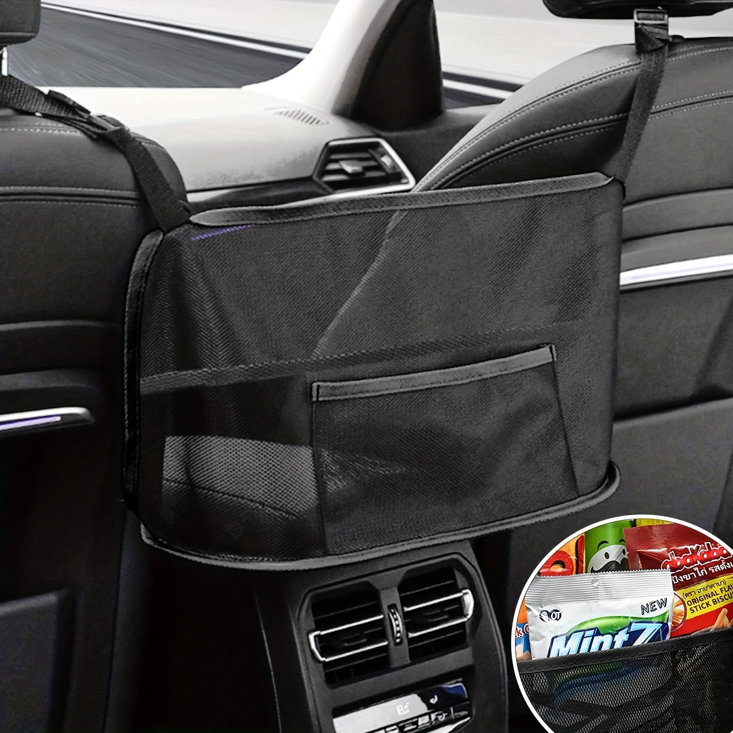 LarCapacity Car Seat Mesh Bag, Dog Bag Between Handbag Purse Clip Bag Organizer StoraPet Net Back Seat