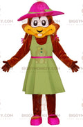 Beaver BIGGYMONKEYMascot Costume with Green Dress and Hat