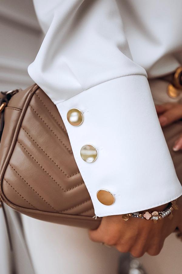 Round Neck Single Breasted Plain Blouse
