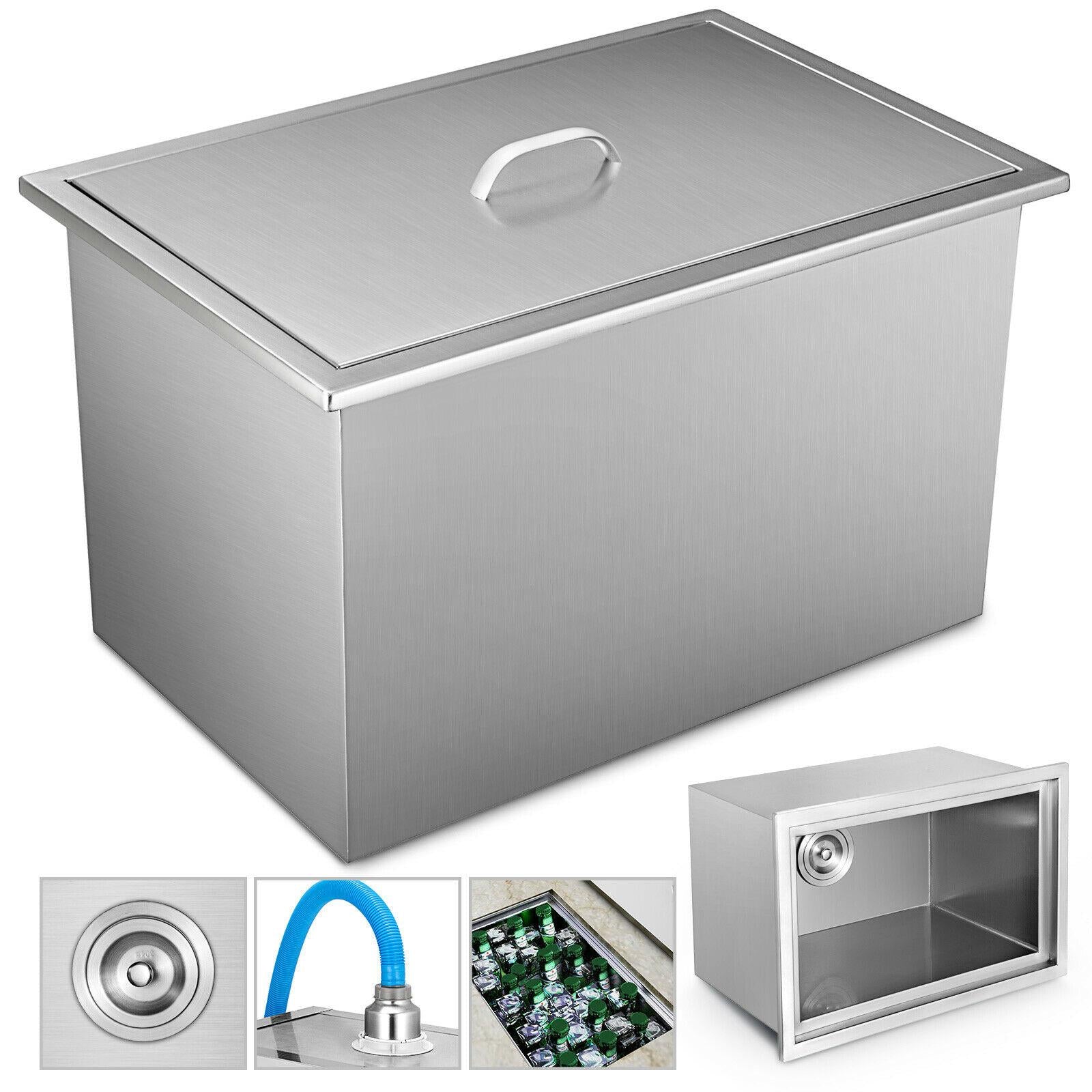 7 Sizes Drop In Ice Chest Bin Boxes W/ Cover  Steel Outdoor/Indoor 304