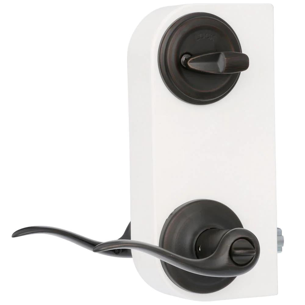 Tustin Venetian Bronze ExteriorEntry Door Lever and Single Cylinder Deadbolt Combo Pack Featuring SmartKey Security