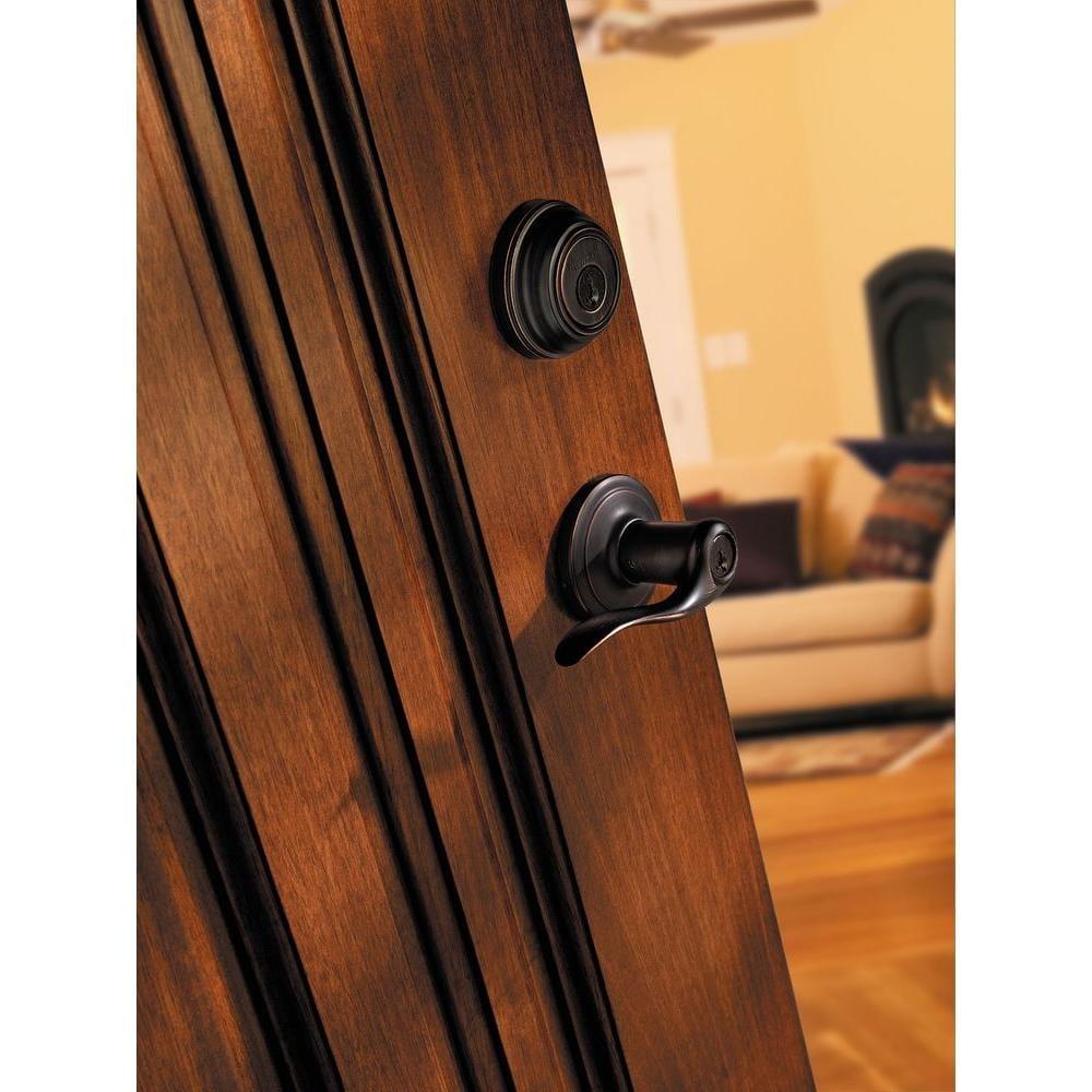 Tustin Venetian Bronze ExteriorEntry Door Lever and Single Cylinder Deadbolt Combo Pack Featuring SmartKey Security