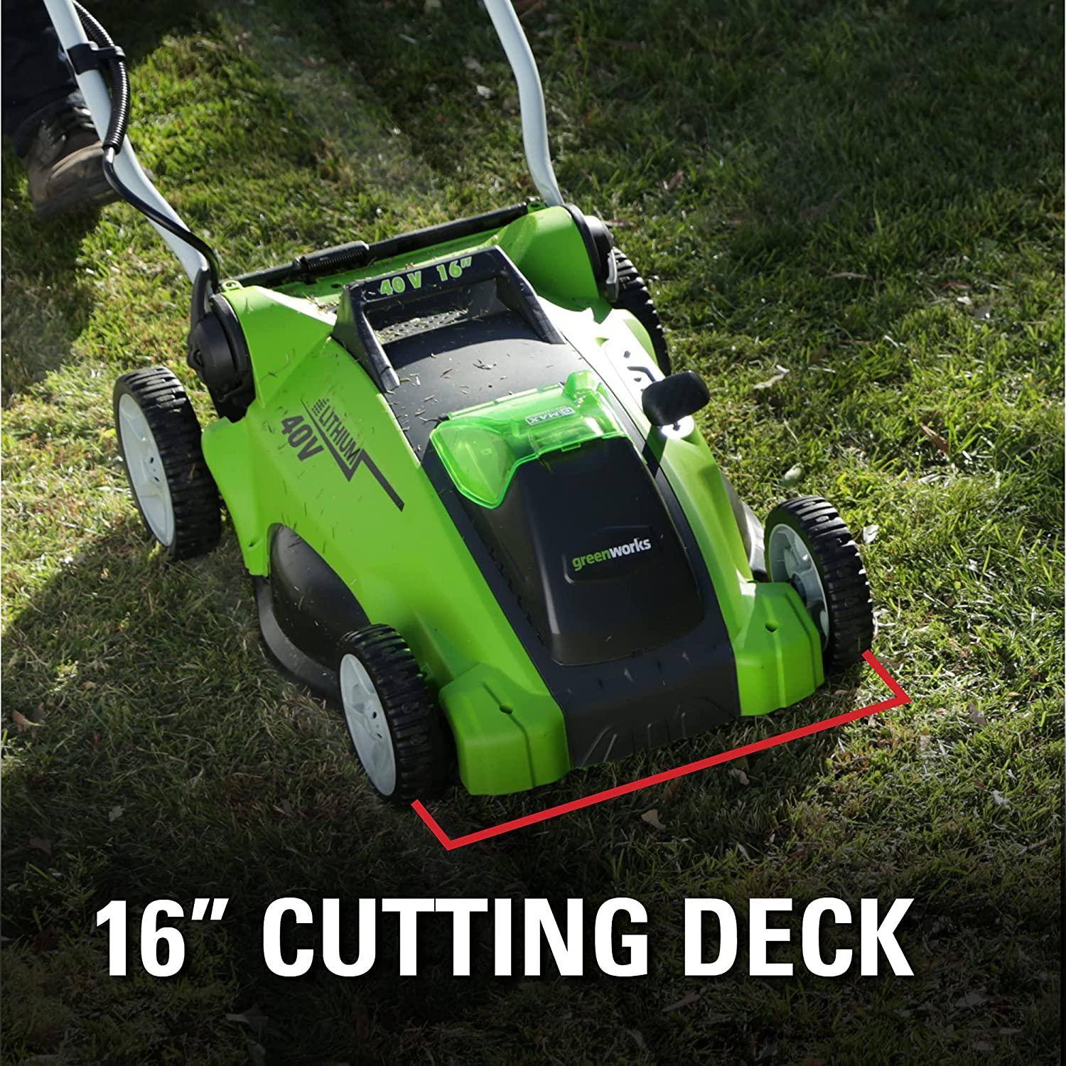 Greenworks 40V Push Lawn Mower, 16-Inch Electric Lawn Mower with 4.0Ah Battery and Charger Included