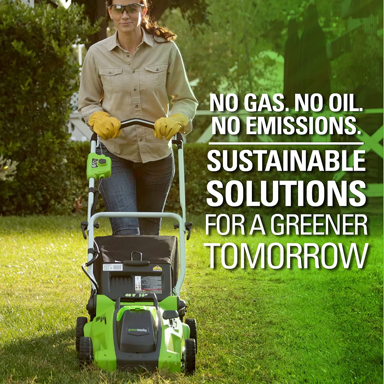 Greenworks 40V Push Lawn Mower, 16-Inch Electric Lawn Mower with 4.0Ah Battery and Charger Included