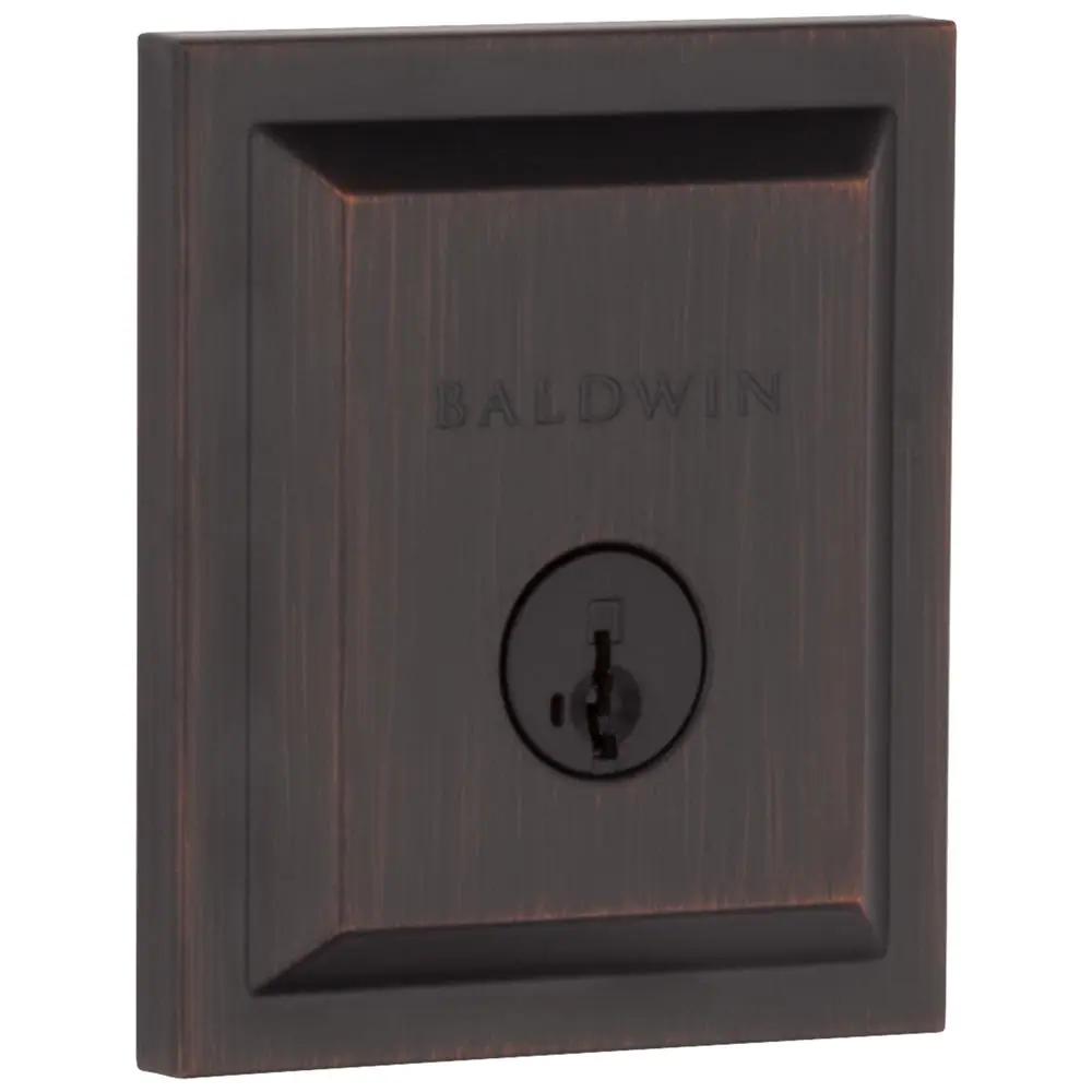 Square Venetian Bronze Low Profile Single Cylinder Deadbolt Featuring SmartKey Security