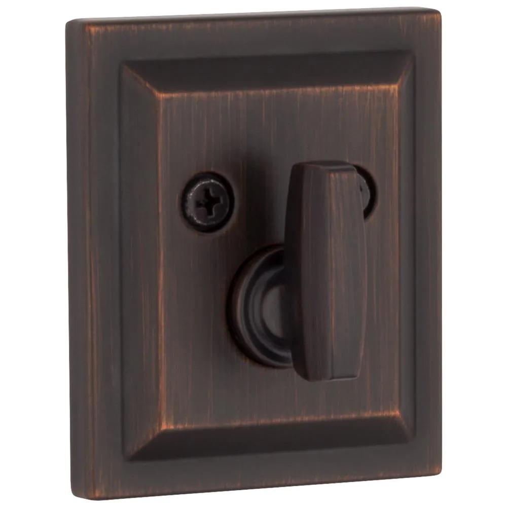 Square Venetian Bronze Low Profile Single Cylinder Deadbolt Featuring SmartKey Security