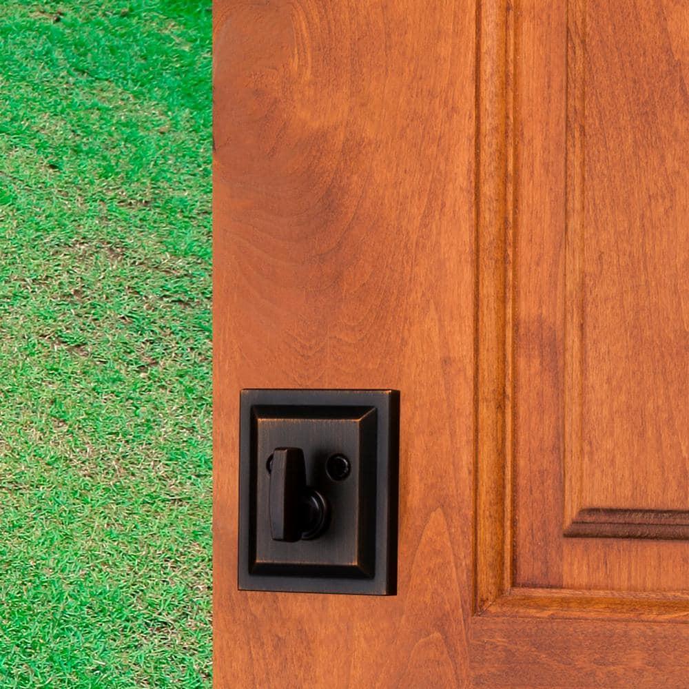 Square Venetian Bronze Low Profile Single Cylinder Deadbolt Featuring SmartKey Security
