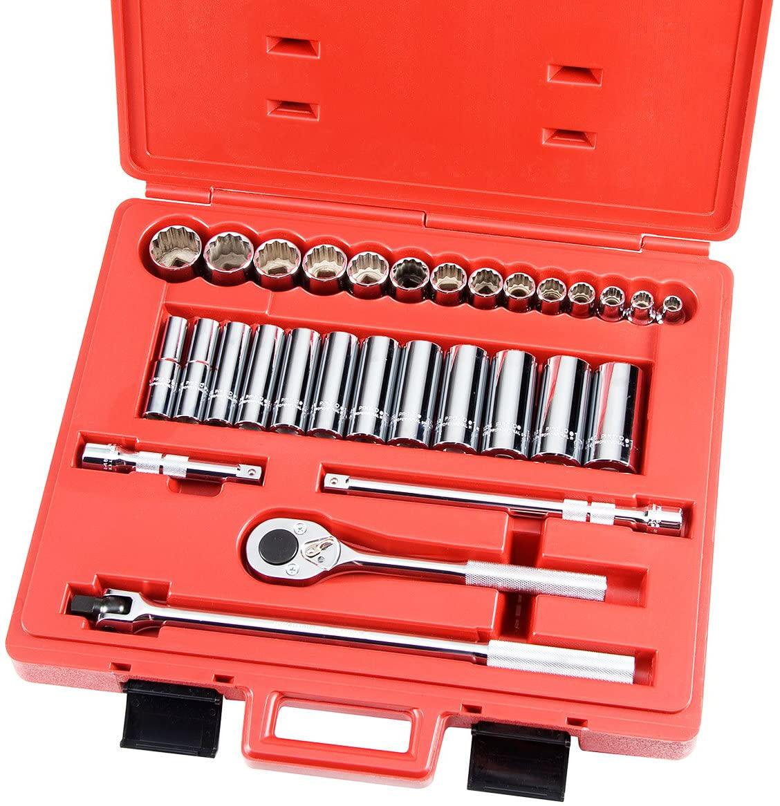 Stanley Proto J54126 30 Piece 12 Point 1/2" Drive Socket Set