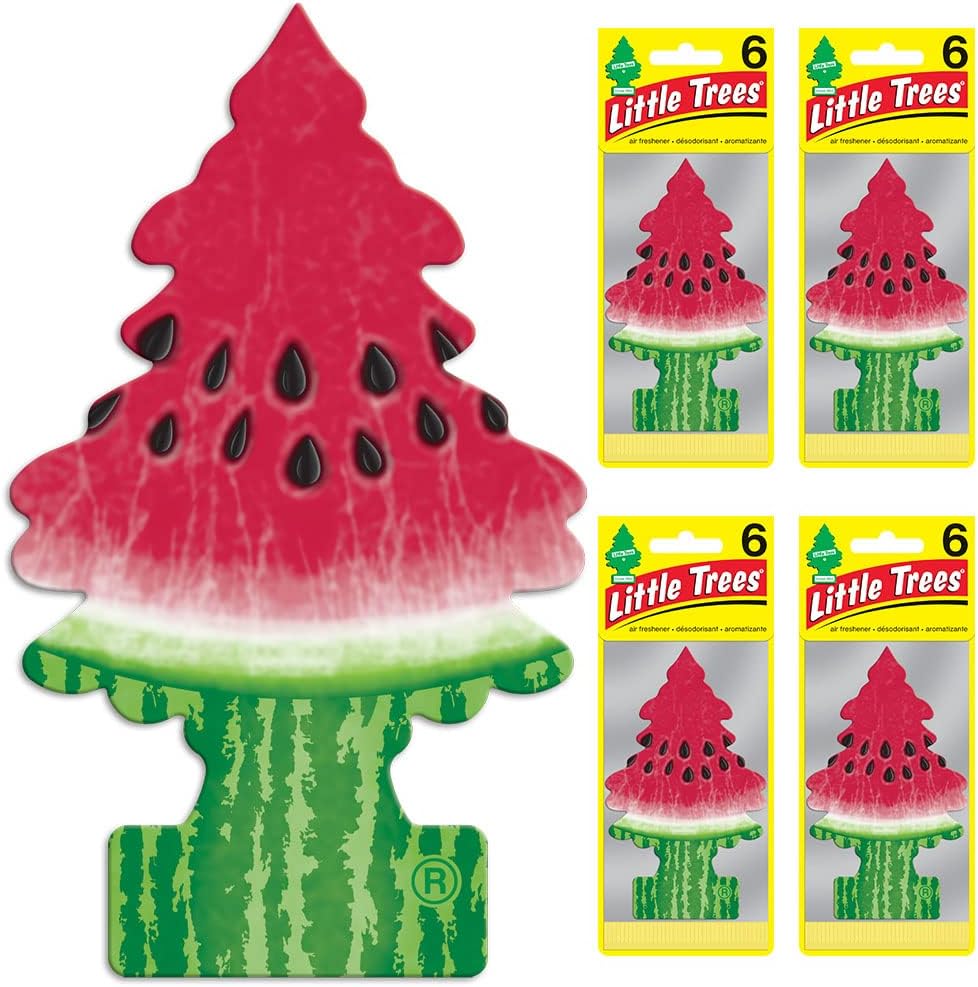 LITTLE TREES Air Fresheners Car Air Freshener. Hanging Tree Provides Long Lasting Scent for Auto or Home. Watermelon, 24 Air Fresheners