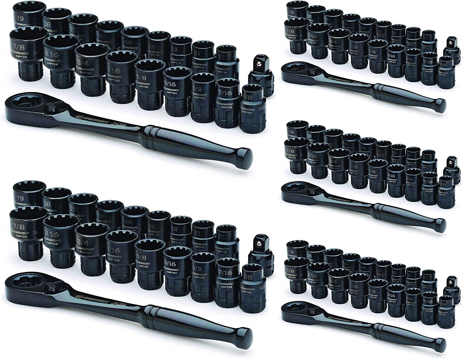 Crescent 20 Pc. 3/8" Drive Pass-Thru X6 Standard Spline Mechanics Tool Set - CX6PT20-5 Pack