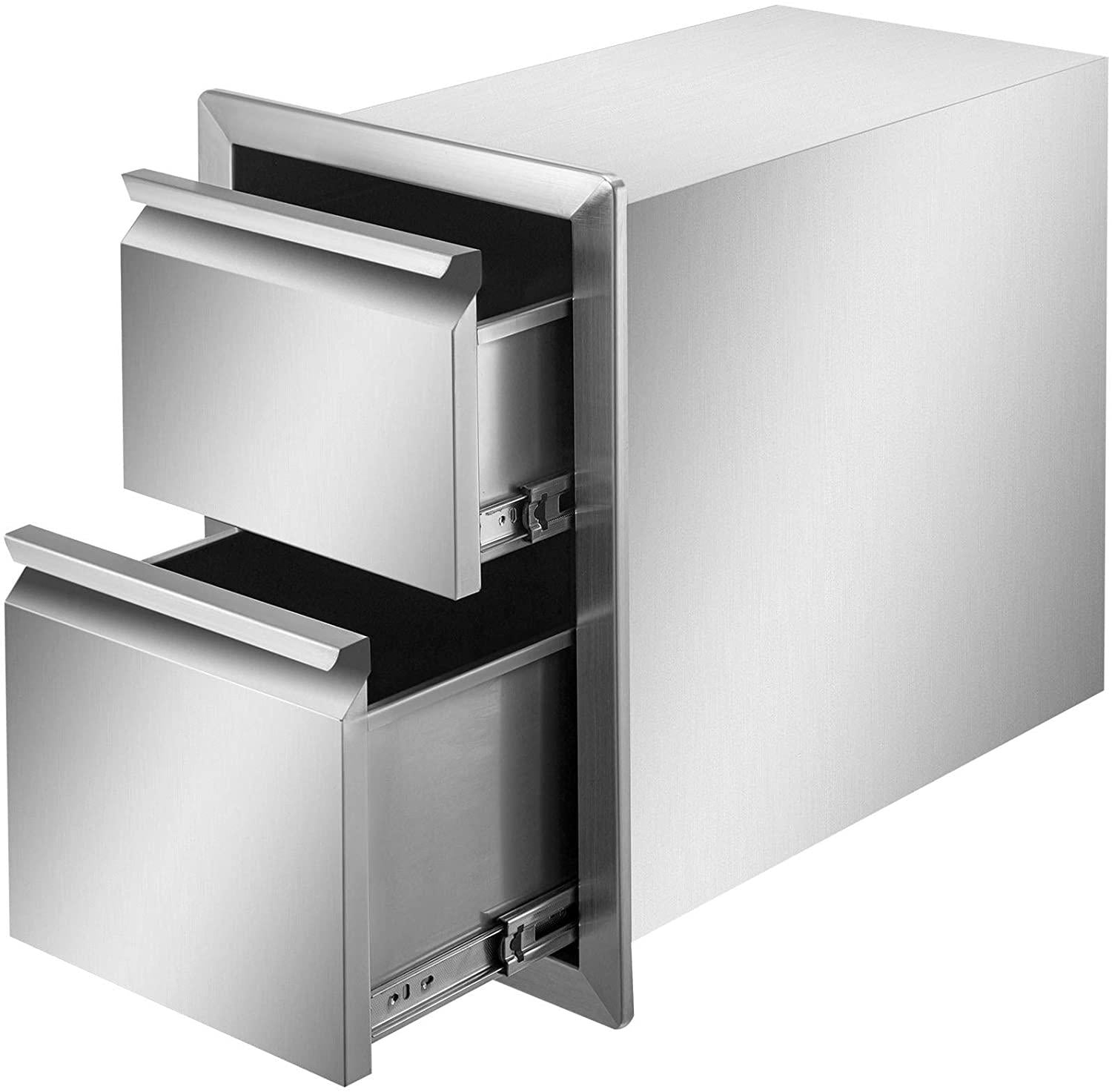 Mophorn Outdoor Kitchen Drawers 13" W X 20.5" H X 21" D, Flush Mount Double BBQ