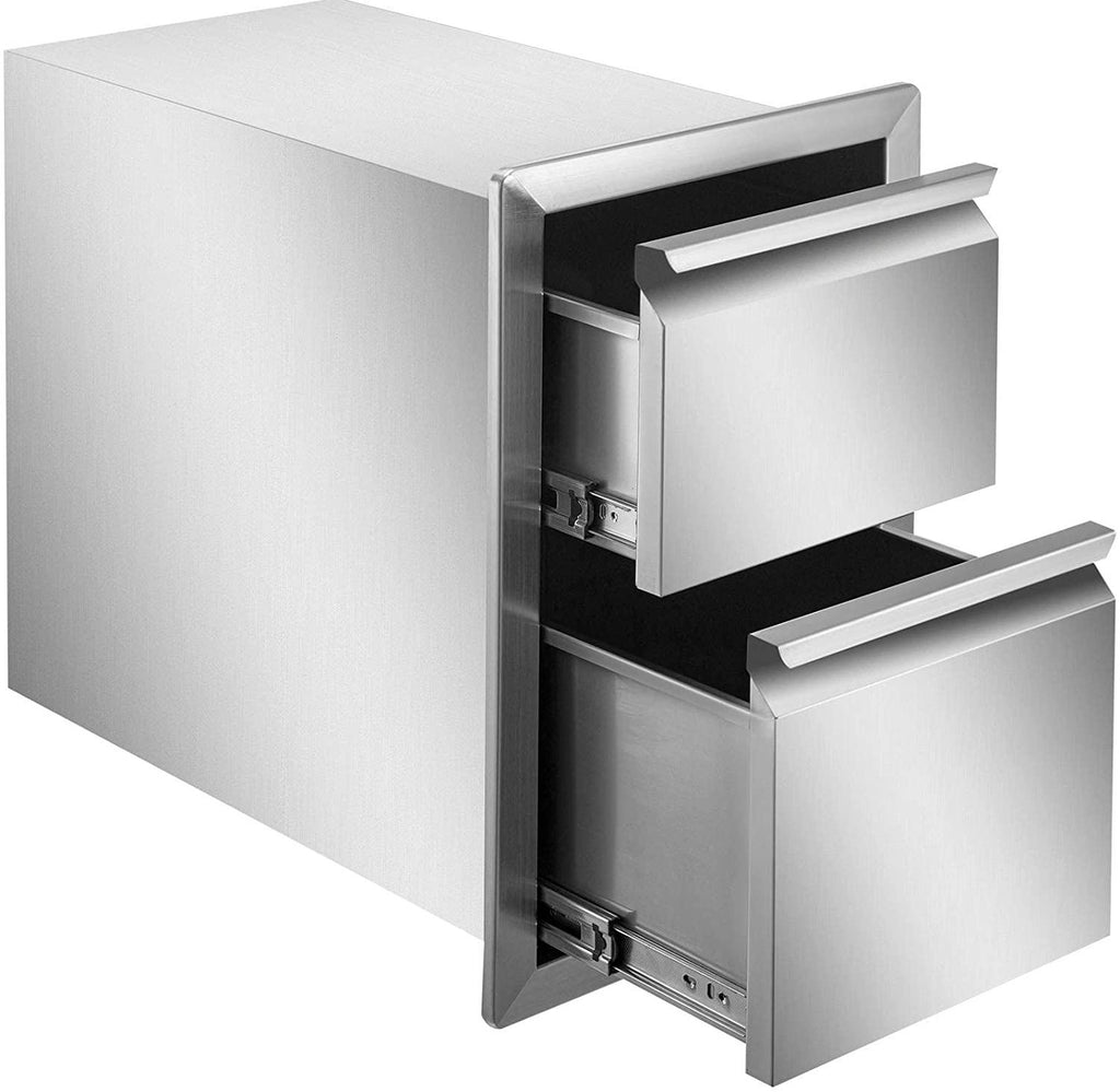 Mophorn Outdoor Kitchen Drawers 13" W X 20.5" H X 21" D, Flush Mount Double BBQ