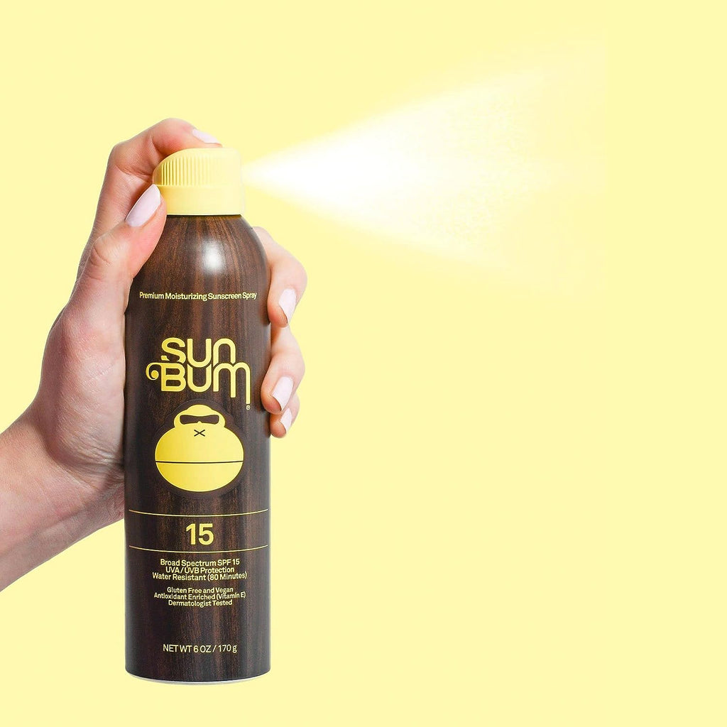 Sun Bum Original SPF 15 Sunscreen Spray |Vegan and Hawaii 104 Reef Act Compliant (Octinoxate &amp; Oxybenzone Free) Broad Spectrum Moisturizing UVA/UVB Sunscreen with Vitamin E | 6 oz